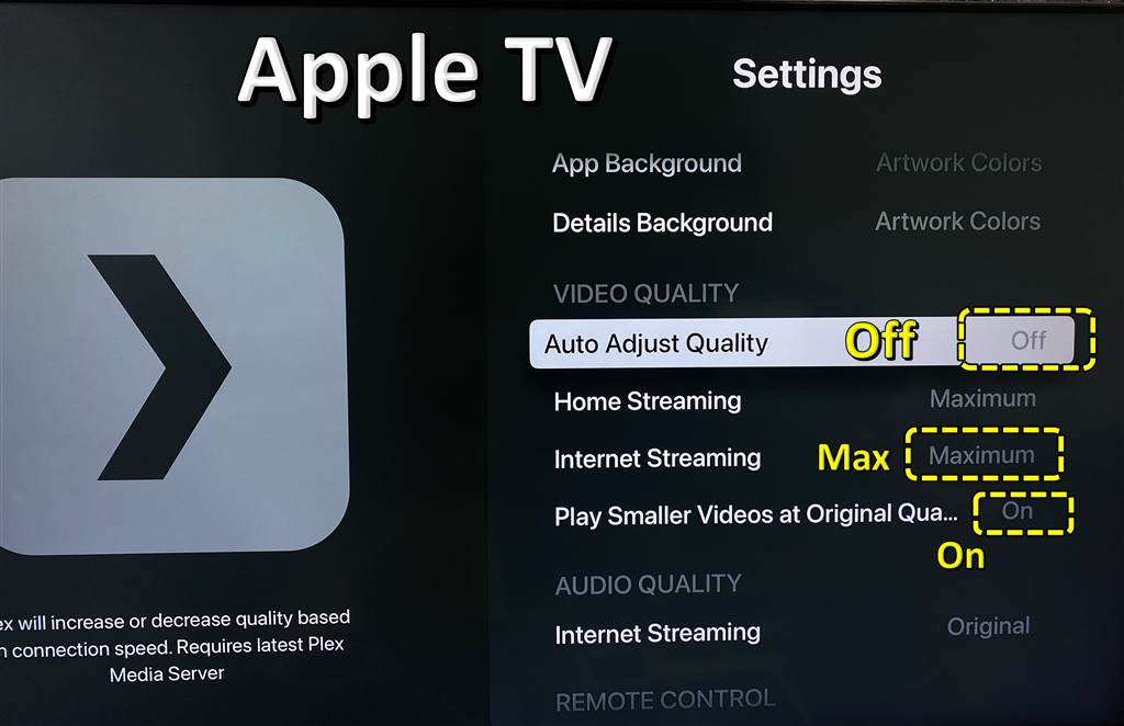 Apple TV Plex Settings